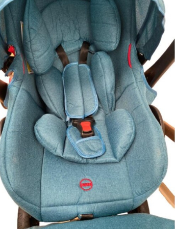 Carucior 3 in 1 Bubu-Still Sun, din aluminiu, landou reversibil si cos auto material dublu, geanta inclusa, albastru turcoise [3]