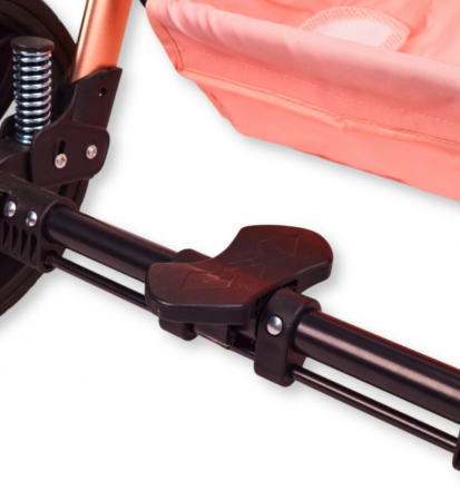 Carucior 3 in 1 Bubu-Still Sun, din aluminiu, maner reversibil si cos auto material dublu, geanta inclusa, roz auriu [8]