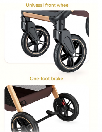 Carucior 3 in 1, Cu landou Reversibil, copertina extensibila, geanta pentru scutece, Belecoo, Cu scoica auto [4]