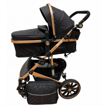 Carucior, 3 in 1, cu suspensii duble si landou reversibil, element sustine dublu, negru [2]