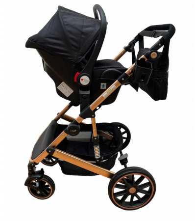 Carucior, 3 in 1, cu suspensii duble si landou reversibil, element sustine dublu, negru [4]