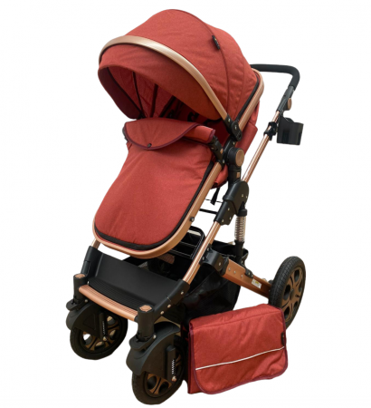 Carucior, 3 in 1, cu suspensii duble si landou reversibil, element sustine dublu, rosu [1]
