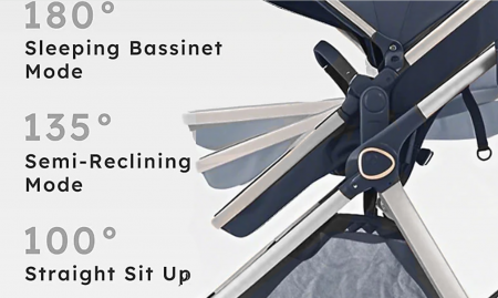 Carucior, 3 in 1, cu suspensii duble si landou reversibil, Element sustinere dublu, Maner reversibil, Kidilo, Gri [10]