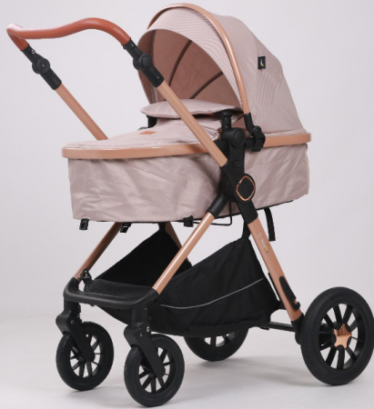 Carucior, 3 in 1, cu suspensii duble si landou reversibil, Element sustinere dublu, Maner reversibil, L-Sun, Bej [2]