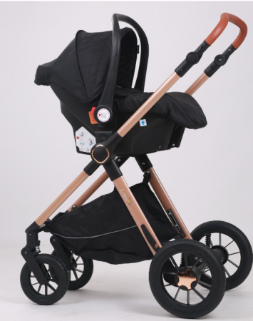 Carucior, 3 in 1, cu suspensii duble si landou reversibil, Element sustinere dublu, L-Sun, T5, Negru [4]