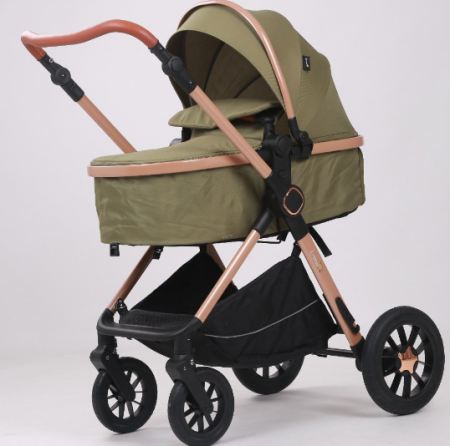 Carucior, 3 in 1, cu suspensii duble si landou reversibil, Element sustinere dublu, L-Sun, T5, Verde [3]