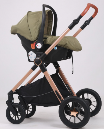 Carucior, 3 in 1, cu suspensii duble si landou reversibil, Element sustinere dublu, L-Sun, T5, Verde [4]