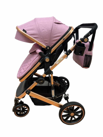 Carucior 3 in 1, dubla suspensie, matlasat, Bubu-Still Sun, 0-36 luni, lila [8]