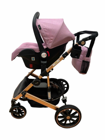 Carucior 3 in 1, dubla suspensie, matlasat, Bubu-Still Sun, 0-36 luni, lila [4]