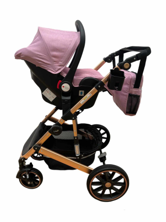 Carucior 3 in 1, dubla suspensie, matlasat, Bubu-Still Sun, 0-36 luni, lila [2]