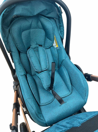 Carucior 3 in 1, dubla suspensie, matlasat, Bubu-Still Sun, 0-36 luni, turcoise [5]