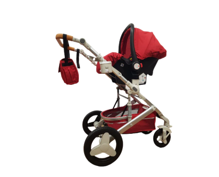 Carucior 3 in 1, Geanta de scutece, cu suspensie, Bubu-Still Sun-rosu [2]