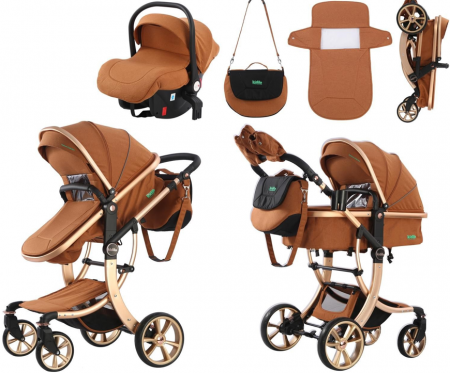 Carucior 3 in 1 - Carucior 3 in 1, Geanta de scutece, Editia Lux, Suspensie pe roata, Kidilo