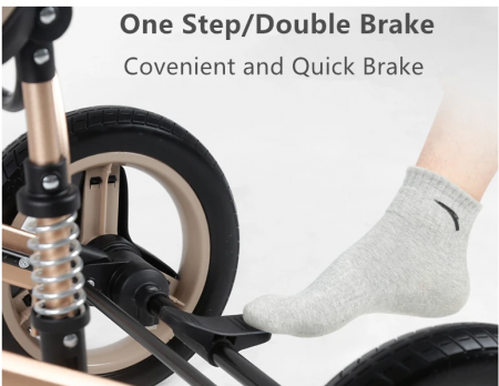 Carucior 3 in 1, Geanta de scutece, Suspensie dinamica pe roata, Parasolar extensibil, Bubu-Still, bej [3]