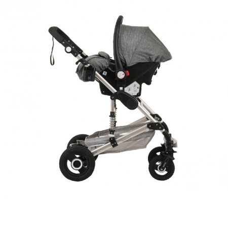 Carucior 3 in 1, Geanta de scutece, Suspensie dinamica, Atestat SGS Elvetia, gri [2]
