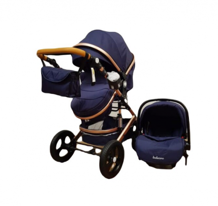 Carucior 3 in 1, Geanta de scutece, Suspensie dinamica pe roata si cadru, albastru gradient [9]