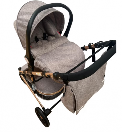 Carucior, 3 in 1, Geanta de scutece, Suspensie dinamica pe roata si cadru, Bej cafea cu lapte [3]
