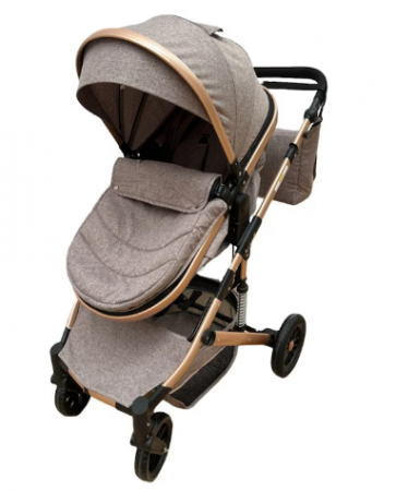 Carucior, 3 in 1, Geanta de scutece, Suspensie dinamica pe roata si cadru, Bej cafea cu lapte [1]