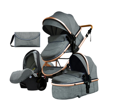 Carucior 3 in 1 - Carucior 3 in 1, Geanta de scutece, Suspensie dinamica pe roata si cadru, Bubu-Still, gri