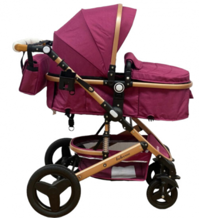 Carucior 3 in 1, Geanta de scutece, Suspensie dinamica pe roata si cadru, Bubu-Still, Mov [6]