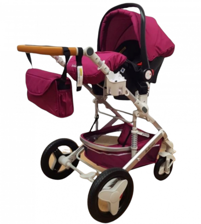 Carucior, 3 in 1, Geanta de scutece, Suspensie dinamica pe roata si cadru, Bubu-Still, mov [5]