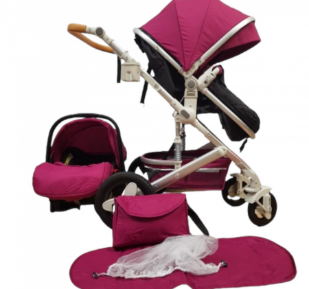Carucior, 3 in 1, Geanta de scutece, Suspensie dinamica pe roata si cadru, Bubu-Still, mov [4]