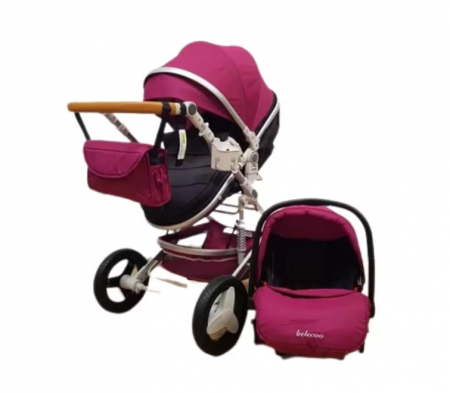 Carucior 3 in 1 - Carucior, 3 in 1, Geanta de scutece, Suspensie dinamica pe roata si cadru, Bubu-Still, Mov pastel