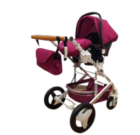 Carucior, 3 in 1, Geanta de scutece, Suspensie dinamica pe roata si cadru, Bubu-Still, Mov pastel [4]