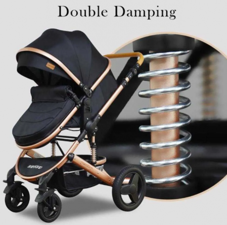 Carucior 3 in 1, Geanta de scutece, Suspensie dinamica pe roata si cadru,  Bubu-Still , negru [8]