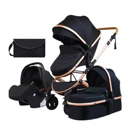 Carucior 3 in 1 - Carucior 3 in 1, Geanta de scutece, Suspensie dinamica pe roata si cadru,  Bubu-Still , negru