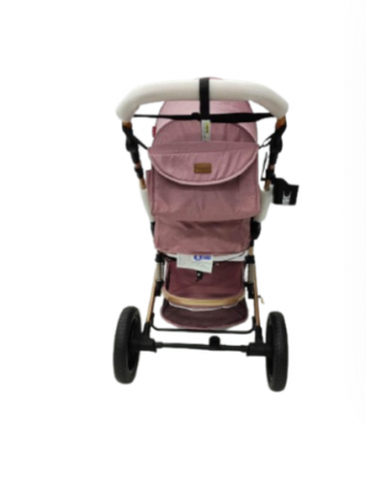 Carucior 3 in 1, Geanta de scutece, Suspensie dinamica pe roata si cadru, Bubu-Still , Roz pudra si negru [6]