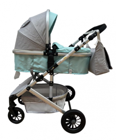 Carucior 3 in 1, Geanta de scutece, Suspensie dinamica, vernil [11]