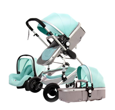 Carucior 3 in 1 - Carucior 3 in 1, Geanta de scutece, Suspensie dinamica, vernil