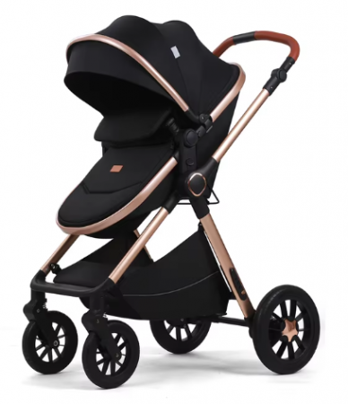 Carucior, 3 in 1, Geanta de scutece, Suspensie interioara, Original Kidilo, Roata din cauciuc siliconat, negru [2]