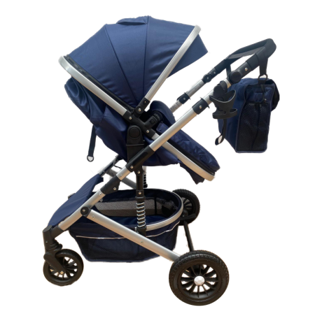 Carucior 3 in 1, Geanta de scutece, Suspensie pe roata, Bubu-Still Sun Albastru gradient [2]