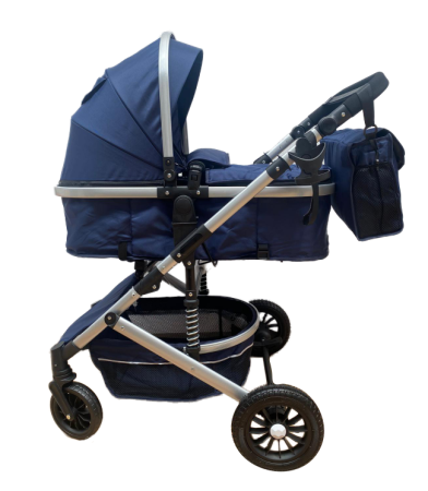 Carucior 3 in 1, Geanta de scutece, Suspensie pe roata, Bubu-Still Sun Albastru gradient [3]