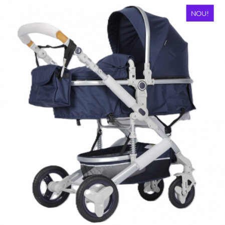 Carucior 3 in 1, Suspensie pe roata,Bubu-Still Sun albastru perlat [2]