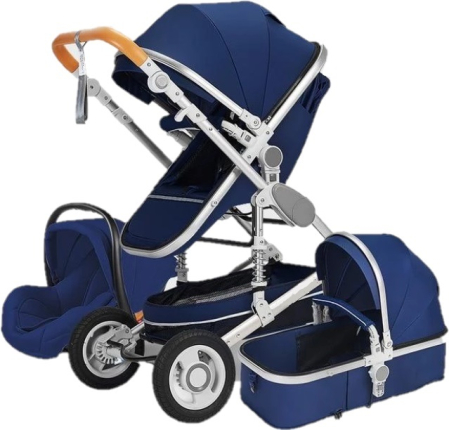 Carucior 3 in 1 - Carucior 3 in 1, Suspensie pe roata,Bubu-Still Sun albastru perlat