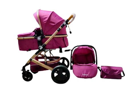 Carucior 3 in 1, Geanta de scutece, Suspensie pe roata, Bubu-Still Sun MOV [3]