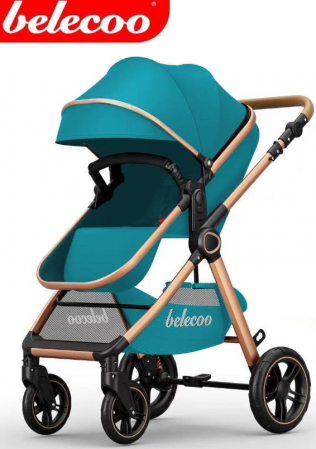 Carucior 3 in 1, Cu landou Reversibil, copertina extensibila, geanta pentru scutece, Belecoo, Cu scoica auto [1]