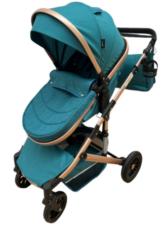 Carucior 3 in 1, Geanta de scutece, Suspensie pe roata, Bubu-Still Sun-Turcoise [2]
