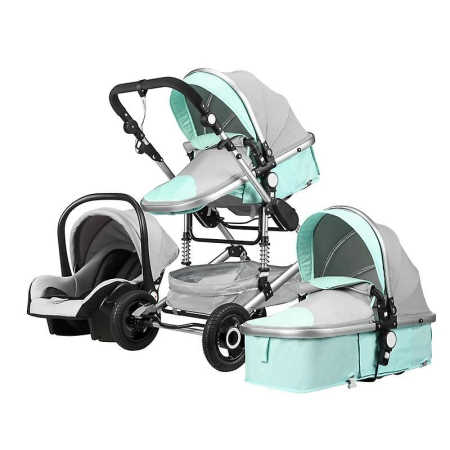 Carucior 3 in 1 - Carucior 3 in 1, Geanta de scutece, Suspensie pe roata, Bubu-Still Sun-Verde de Verona