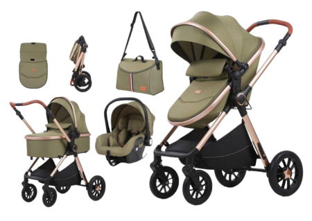 Carucior 3 in 1 - Carucior 3 in 1, Geanta de scutece, Suspensie pe roata si cadru, Bubu-Still Kidilo, Gri