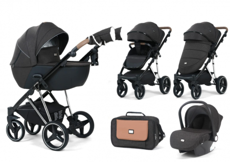 Carucior 3 in 1, 0-36 luni, Colectia Fizio-Lux G9, Piese distincte, Cu Suspensii, Landou reversibil, Husa de ploaie si insecte, Geanta de scutece, Manusi de protectie, negru [5]