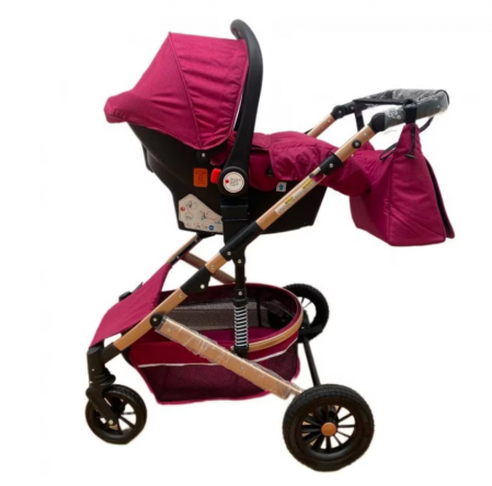 Carucior 3 in 1, Geanta de scutece, Suspensie pe roata si cadru, Bubu-Still Sun-mov [5]