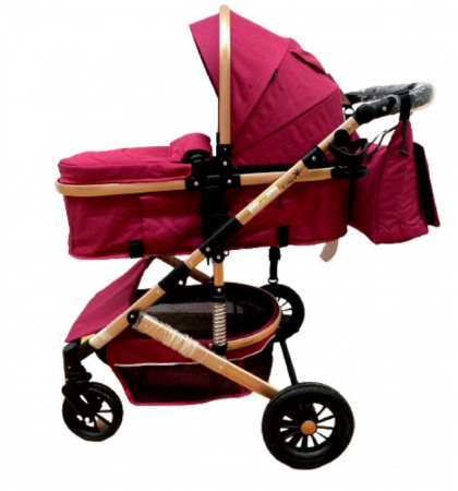 Carucior 3 in 1, Geanta de scutece, Suspensie pe roata si cadru, Bubu-Still Sun-mov [4]