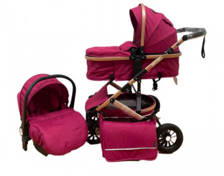 Carucior 3 in 1 - Carucior 3 in 1, Geanta de scutece, Suspensie pe roata si cadru, Bubu-Still Sun-mov