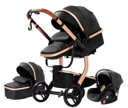 Carucior 3 in 1, Geanta de scutece, Suspensie pe roata si cadru, Bubu-Still, Sun-NEGRU [2]