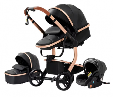 Carucior 3 in 1, Geanta de scutece, Suspensie pe roata si cadru, Bubu-Still, Sun-NEGRU [1]