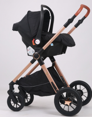 Carucior 3 in 1, Geanta de scutece, Suspensie pe roata si cadru, Bubu-Still Kidilo, negru [3]